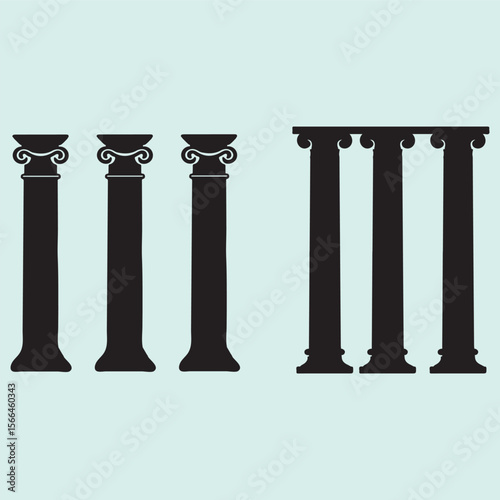 Decorative Column Silhouette Icon Collection for Architecture and Design