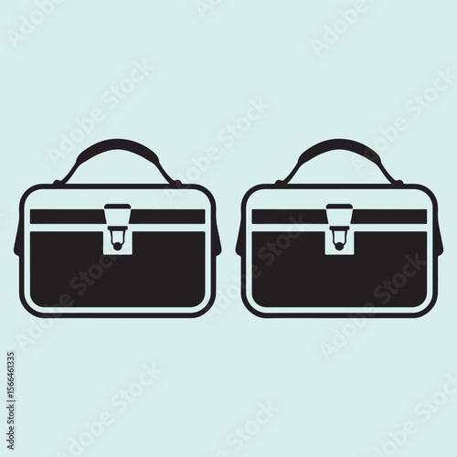 Beauty Case and Cosmetic Box Silhouette Icon Set for Personal Care