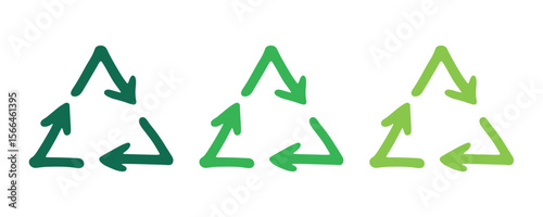 Hand drawn recycle arrow icon Recycling resources symbol Reuse of materials, zero waste, green environment, saving the planet