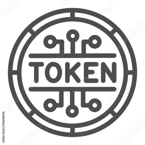 Coin of non fungible token line icon, NFT multiverse concept. Vector graphics. Defi coin, in game currency sign on white background, outline style icon for mobile or web design.