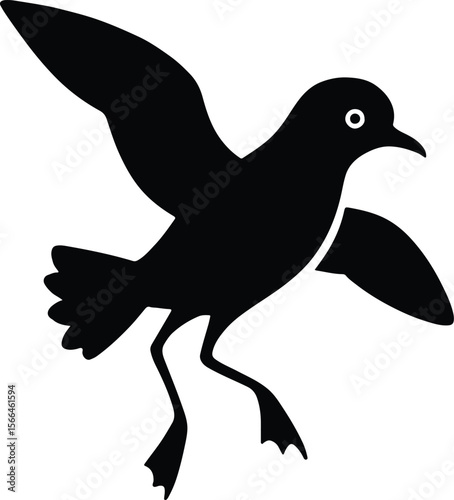 Silhouette shearwater seabird flying with wings spread vector illustration