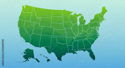 Green Gradient Map of the United States for Keep America Beautiful Week