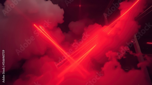 Red Laser Beams and Dramatic Fog