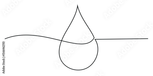 Continuous line drawing of drop. Water drop line icon. One line drawing background. Vector illustration.