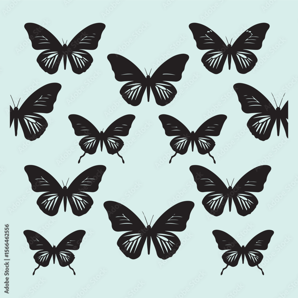 Fototapeta premium Minimal Butterfly Seamless Silhouette Pattern Nature Theme Background