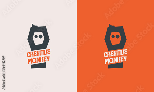 Modern creative monkey logo with bold typography and minimalist design, perfect for branding, startups, design agencies, or tech companies.