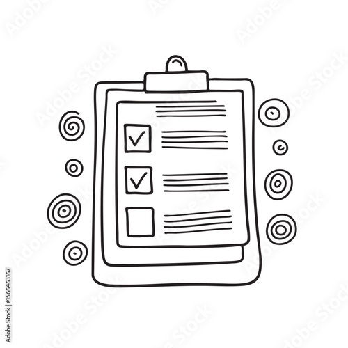 A schedule full of checked boxes left on a cluttered table