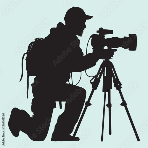 Camera Operator Silhouette Icon Videography and Film Production Concept