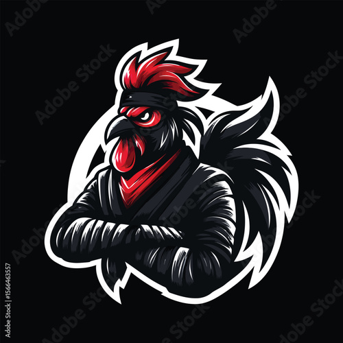 Angry Red Rooster Head Mascot - Powerful Farm Animal Vector