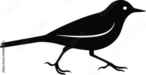 Silhouette songbird perched peacefully simple black design vector illustration