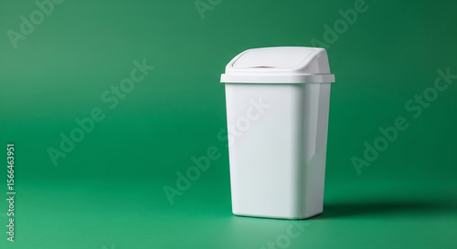 White Trash Can on Green Background for Keep America Beautiful Week Campaign