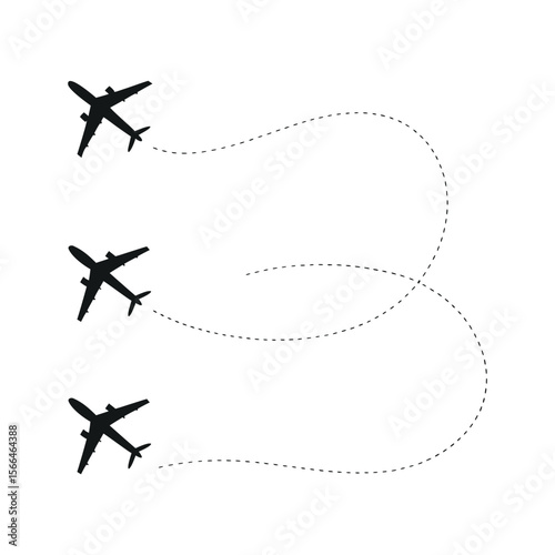 Vector illustration set of airplane, aircraft, and jet icons for travel, aviation, and transport design Vector illustration of an airplane flying in the sky, a symbol of air travel and aviation a mini