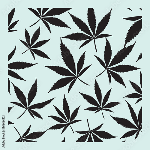 Cannabis Leaf Silhouette Icon for Organic Medical and Wellness Product