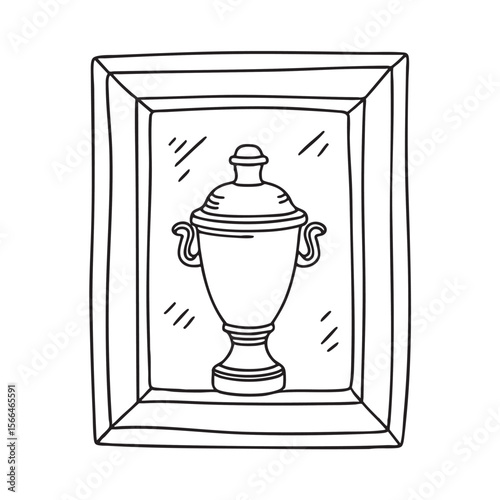 An urn displayed at the heart of a framed recess
