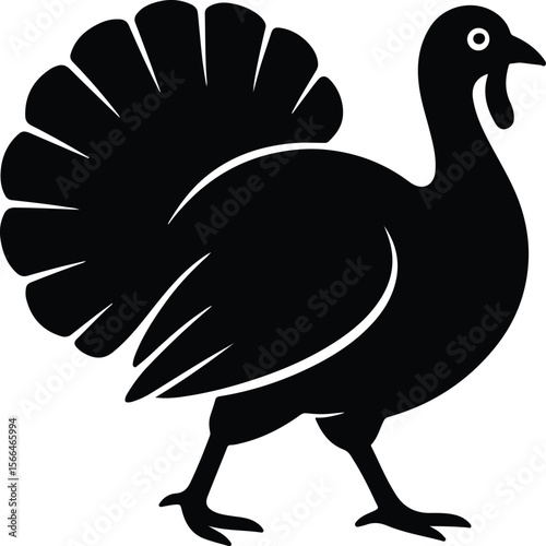 Silhouette turkey walking showing the Thanksgiving mood vector illustration