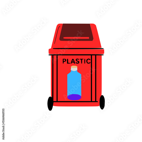 plastic trash bin vector icon-  plastic waste only dustbin symbol.