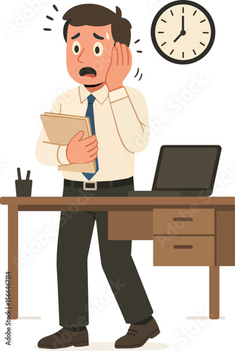 Stressed Businessman with Late Deadline Illustration