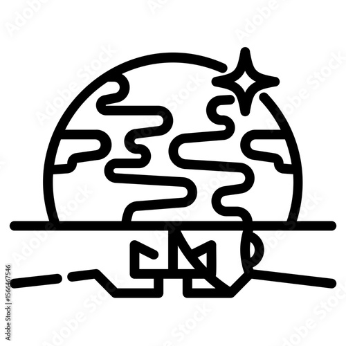 Human artificial intelligence collab. This is a vector single icon with a dashed line style. It is suitable for various purposes, including website design, mobile app design, and logo design.