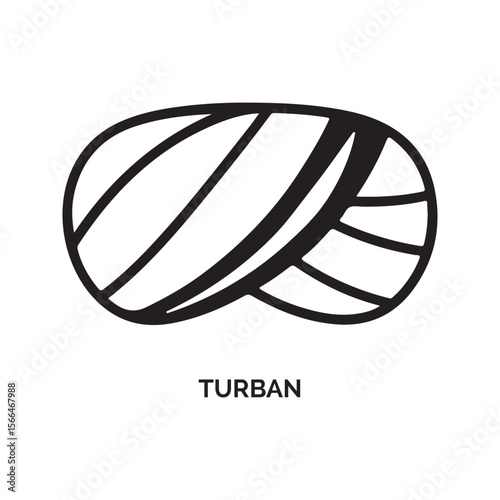 Black and White Line Art Turban Illustration headwear