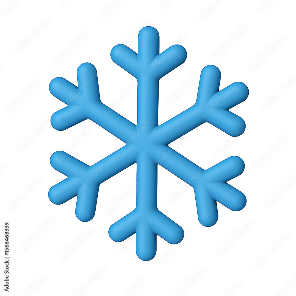 Obraz premium A stylized 3d blue snowflake icon with rounded edges isolated on transparent background
