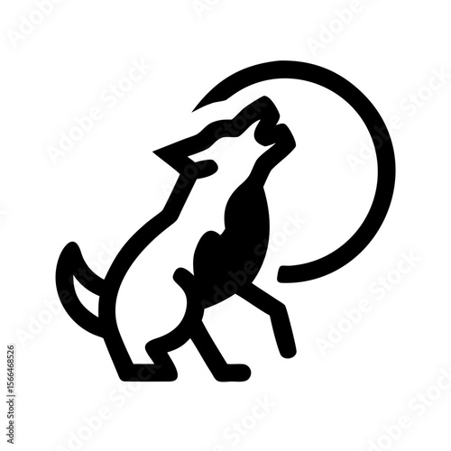 Howling Wolf Silhouette Under the Full Moon A Striking Vector Illustration