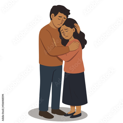 Couple Embracing During Sad Moment