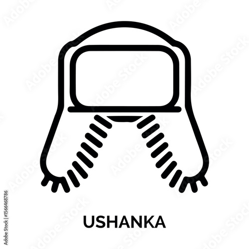 Black and White Line Art Illustration of an Ushanka Hat