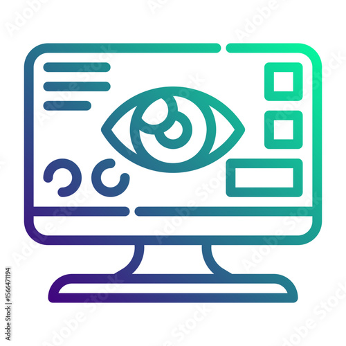 Computer vision. This is a vector single icon with a dashed line gradient style. It is suitable for various purposes, including website design, mobile app design, and logo design.