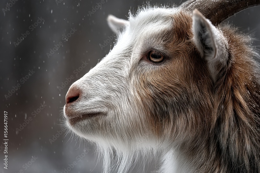 Fototapeta premium A close up of a goat in the snow