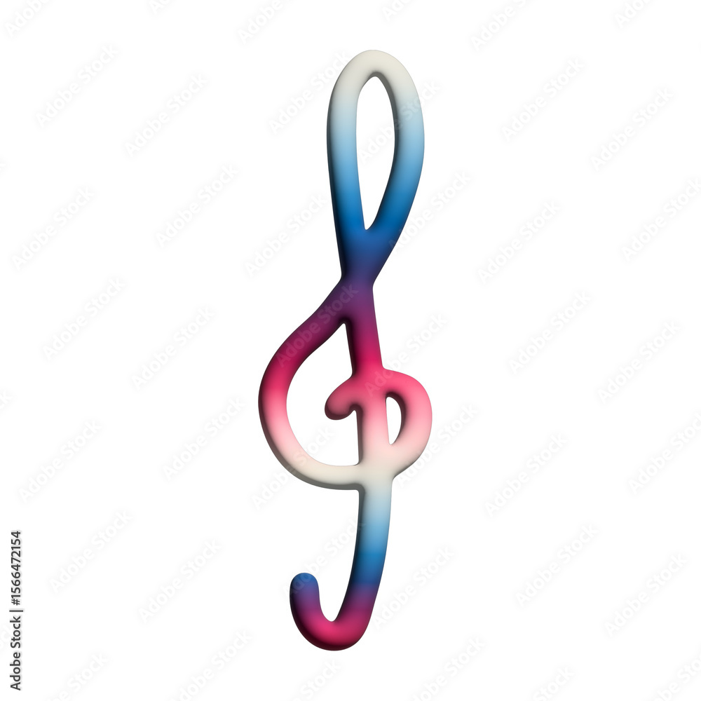 Fototapeta premium 3d treble clef. Hand drawn musical symbol. Single element for print, web, design, decor, logo