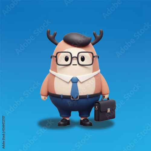 Adorable Monster Illustration Creepy Cute Deer in Business Attire