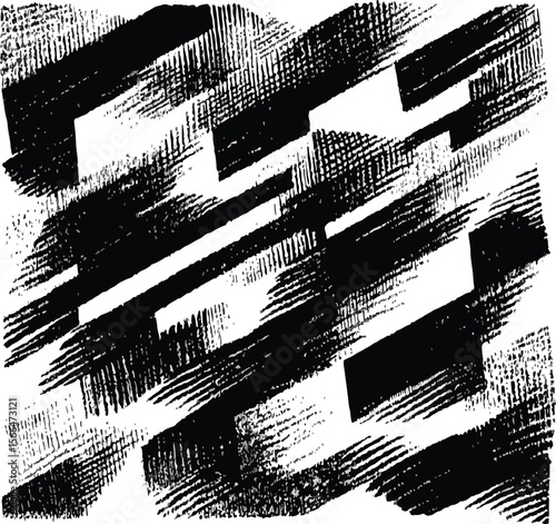 Abstract black shapes with white vertical lines on a light background art design style