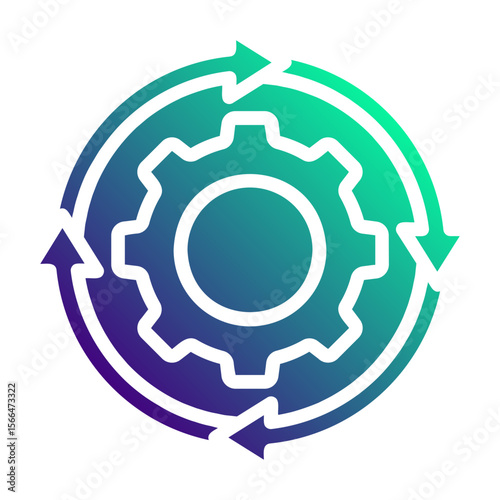 Automation gear. This is a vector single icon with a solid gradient style. It is suitable for various purposes, including website design, mobile app design, and logo design.