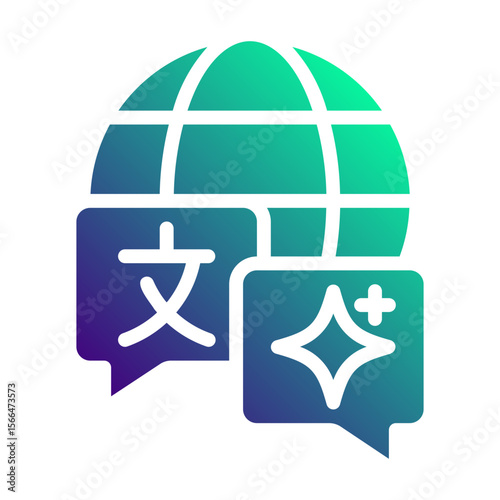 Artificial intelligence translates. This is a vector single icon with a solid gradient style. It is suitable for various purposes, including website design, mobile app design, and logo design.