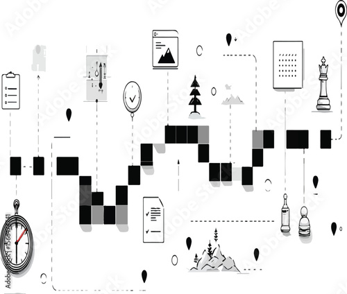 Abstract black and white ink blot pattern with fluid shapes and marbled textures in a vintage style