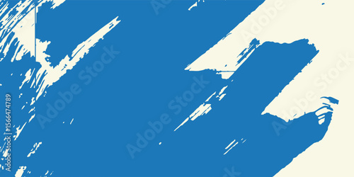 Grunge grainy blue brush stroke with spray texture. Hand drawn distress damaged vintage banner with zigzag bold line. Rough thick brush stroke  modern