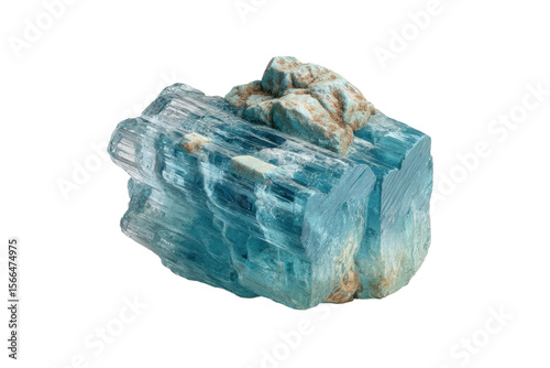 PNG Raw aquamarine gemstone with sky blue crystals on black background