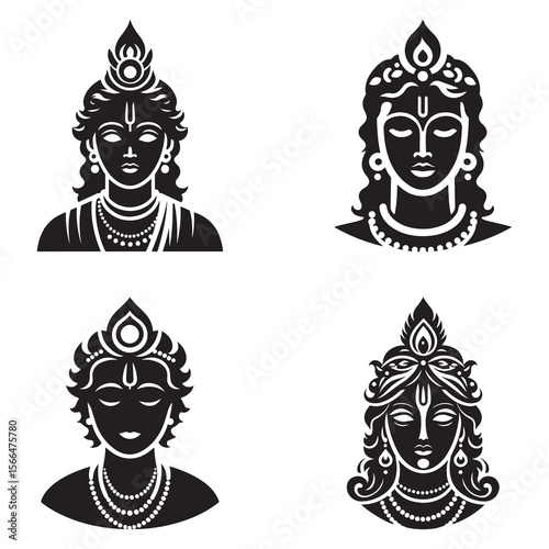Silhouette vector icon of a divine halo behind Krishna’s head