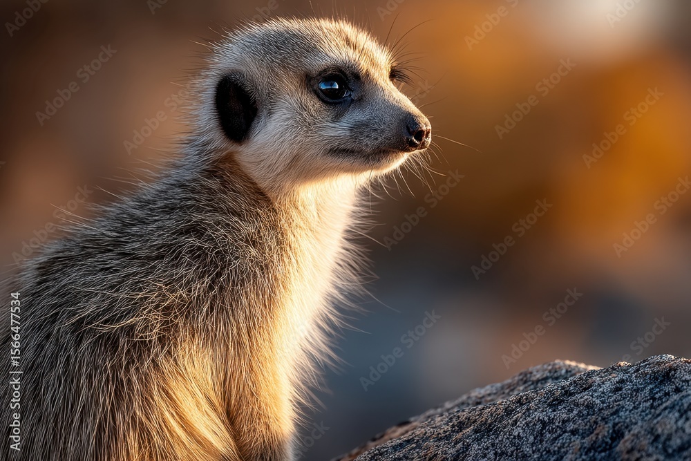Fototapeta premium A small meerkat sitting on top of a rock