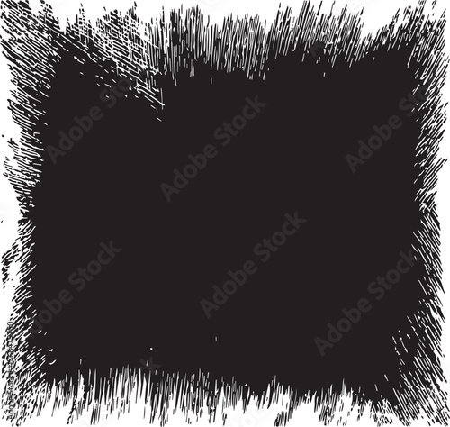 Monochrome illustration of a rectangular shape with wavy lines around it on a white background