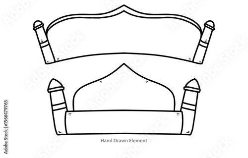 Black outline of mosque dome shape, symbol, design template, title place, vector