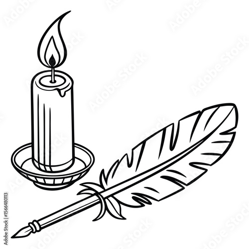 candle line art silhouette vector illustration
