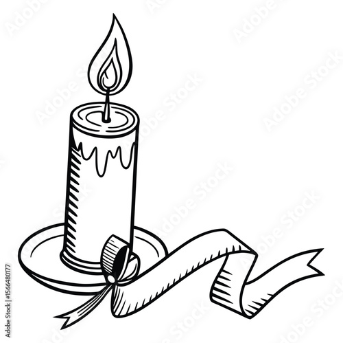 candle line art silhouette vector illustration
