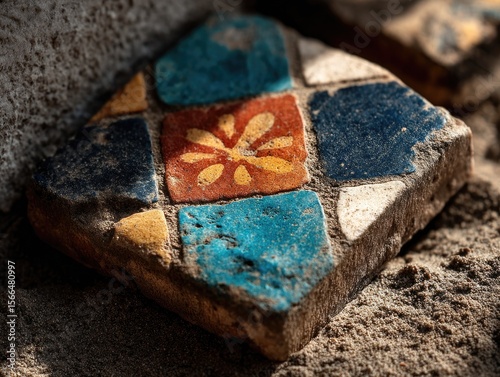 Colorful ceramic tile showcasing intricate patterns and vibrant