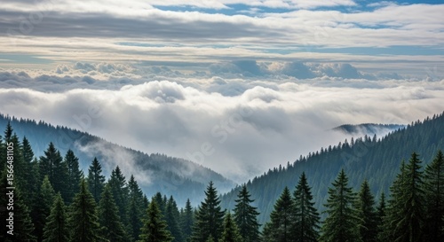 Clouds over the mountains in morning 