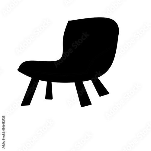 chair black silhouette simple design.small baby sitting chair object furniture