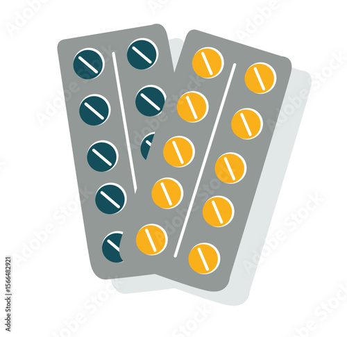 drugs blister packaging. Medicine painkiller pills Pack. Illustration of chemical tablet