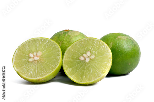 Photo of a vegetable, lime, on a white background, taken with a 45Mp high resolution camera.