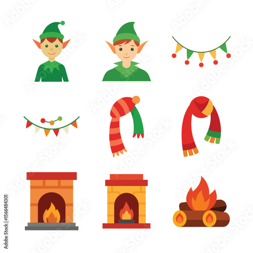 set of Christmas day vector art element 