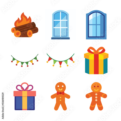set of Christmas day vector art element 